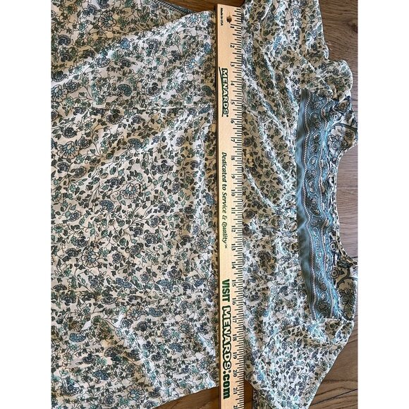Soft Surroundings Top Women Size Medium Pullover‎ Tunic Henley Floral Roll Tab - Picture 12 of 13